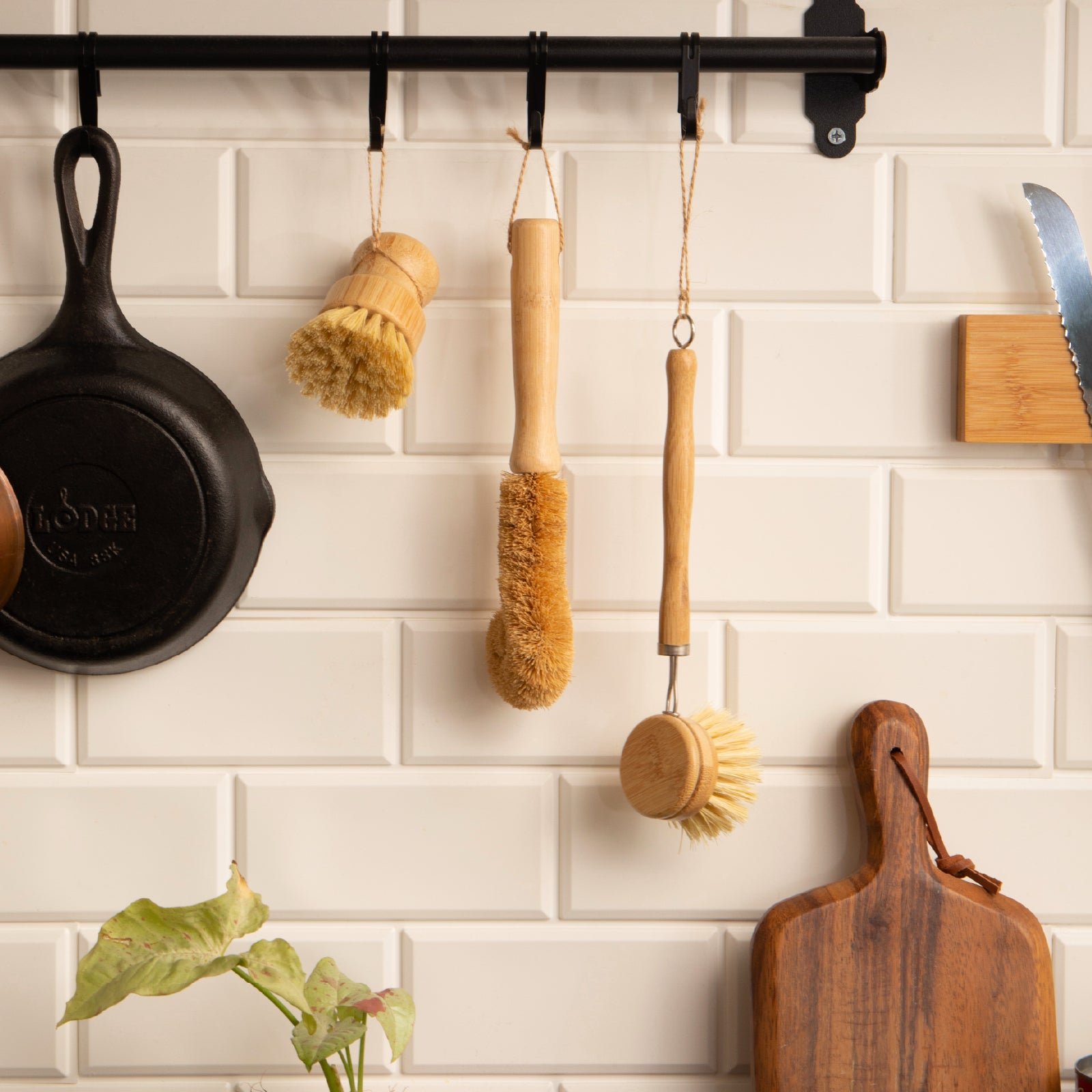 HappyEarth Natural Bamboo Dish Brush Set - Slowrecipe