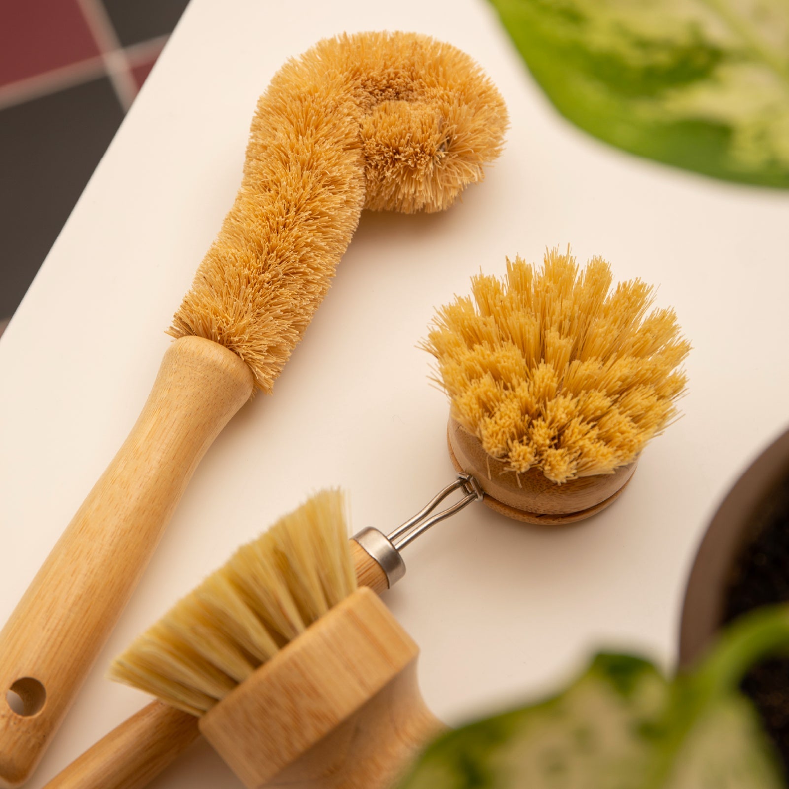 HappyEarth Natural Bamboo Dish Brush Set - Slowrecipe