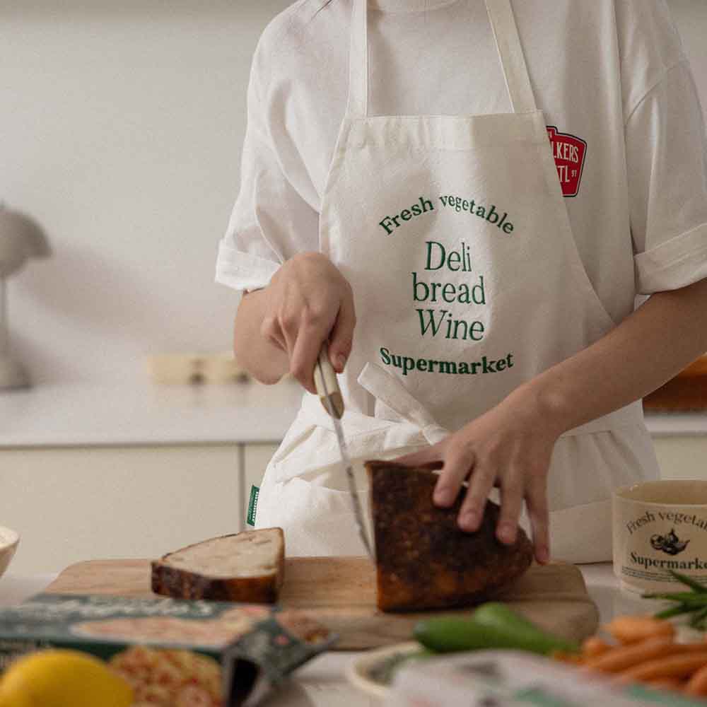 トップス super market zumi apron weekend 3] Supermarket Long Apron
