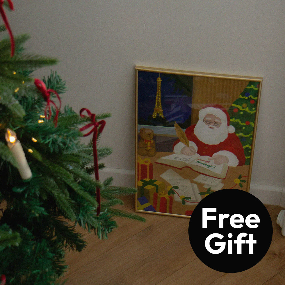 Eiffel Santa Poster (A3 Size / unframed)