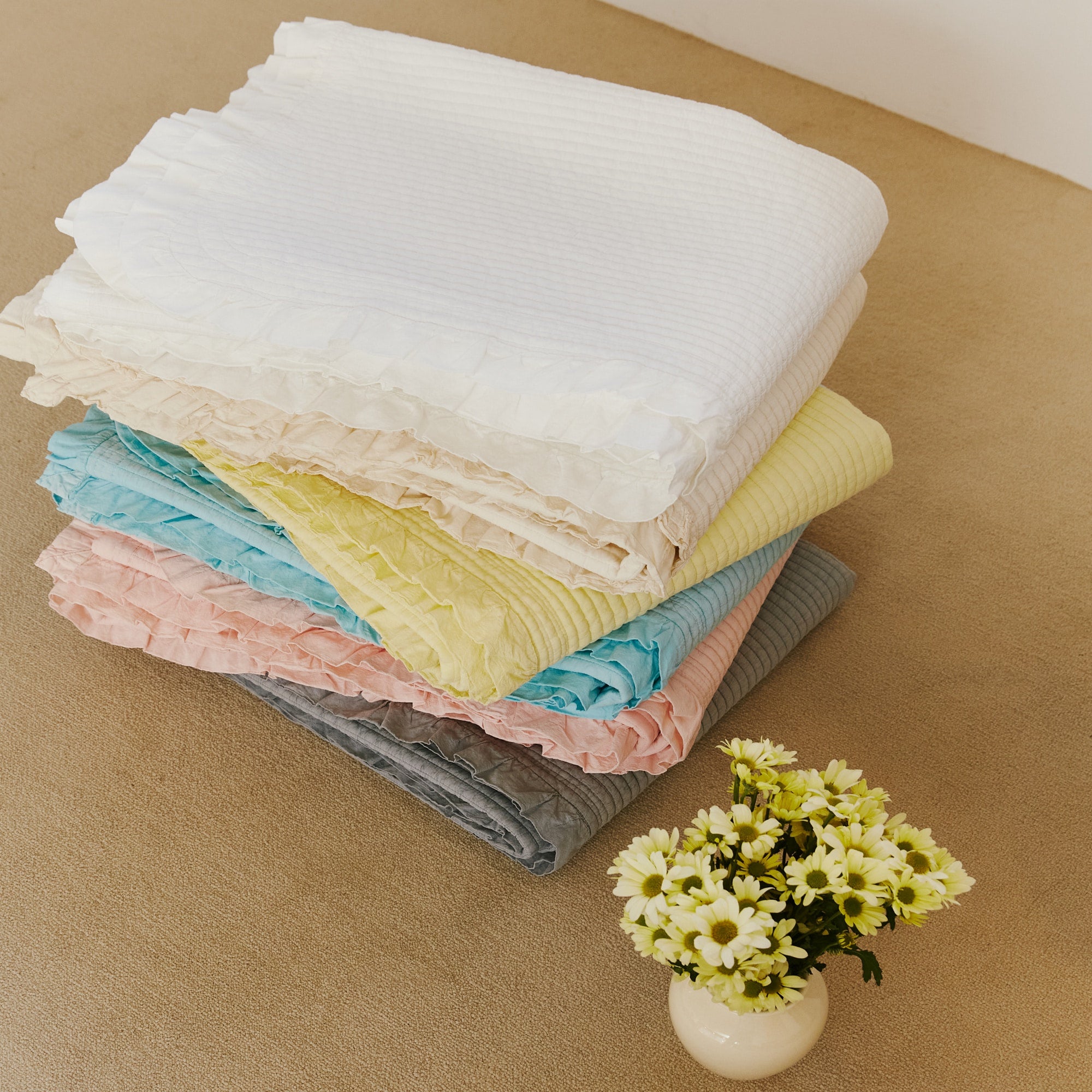 Frill Pigment Washing Cotton Blanket (11colors)