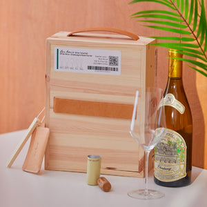 Les Amis White Wine Glasses Wood Carrier - Slowrecipe