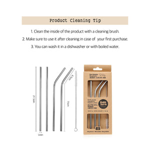 Happyearth Stainless steel straw / Cleaning brush Set - Slowrecipe